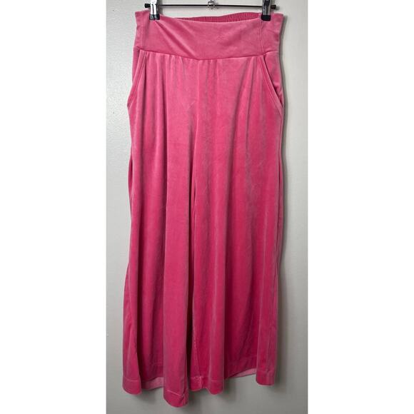 ANTHROPOLOGIE PANTS S PINK VELVET SATURDAY SUNDAY WIDE LEG CROPPED LOUNGEWEAR - Picture 1 of 10